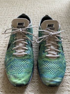Nike Flyknit Racer - Green/Blue Knit